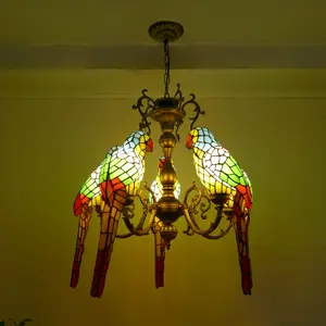 Lampadario a pappagallo in vetro colorato stile retrò decorazione per la casa camera da letto soggiorno 3/5/6 lampadario Multi-testa