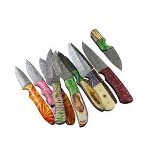 Couteau à lame fixe en acier Damas avec manche coloré, personnalisable, pour la chasse, le camping et la survie - Product Image 2