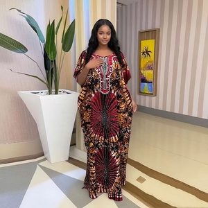 Nuovo Stile 2026 Primavera Estate Autunno Abito da Festa in Cotone per Donna, Vestito Etnico Africano Ankara Stampato con Diamanti, Stile Boubou Casual e Comodo - Product Image 1