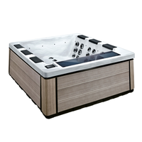 Spa Luar Ruangan Modern Mewah untuk 6 Orang Dewasa, Bak Mandi Air Panas Sistem Balboa, Pijat Whirlpool Jepang, Desain Persegi, Batu Buatan
