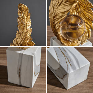 Ornamentos de Penas Banhados a Ouro, Luxo Leve de Alta Qualidade para Sala de Estar, Entrada, Escritório, Armário de Vinhos, Decoração de Ano Novo, Presente de Inauguração - Product Image 3