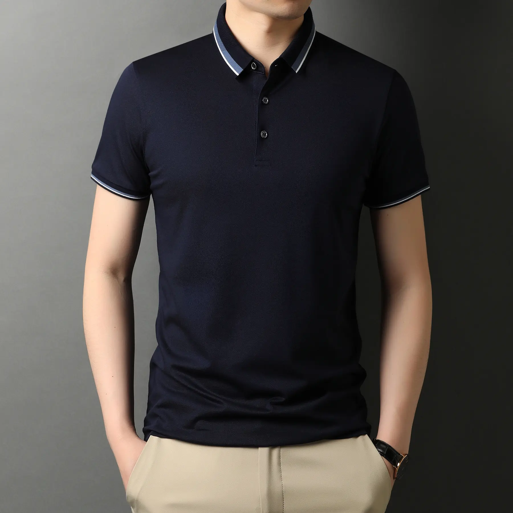 Business men's short-sleeved polo shirt top fashion 2022 new summer casual sports lapel T-shirt