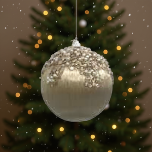 Homeera Christmas Pendant Champagne Round Glitter Hanging Ornament for Tree Decoration - Product Image 2