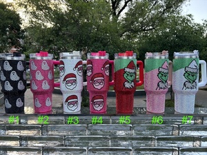 33 Màu Sắc Giáng Sinh Quà Tặng Hot Màu Hồng Bling Rhinestone 40Oz Tumblers Giáng Sinh Cốc Cà Phê Du Lịch Cốc Với Xử Lý - Product Image 6