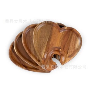 Plateau de service en bois en forme de cœur avec porte-verres à vin pour les fêtes et les réunions à domicile, plateau à fruits en bois massif - Product Image 3