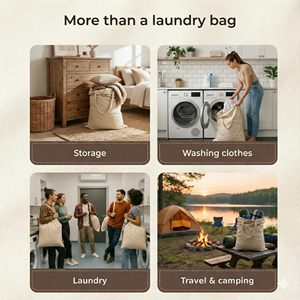 Heavy Duty Custom Logo 100% Natural Cotton <b>Laundry</b> <b>Bag</b> with Handle <b>Drawstring</b> Washable Export Quality Fabric <b>Laundry</b> <b>Bag</b> - Product Image 6