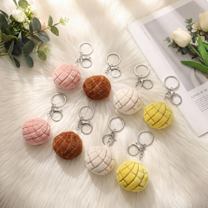 Porte-clés en peluche en forme de mini-<span class=keywords><strong>pain</strong></span> rond de 2 pouces, texture classique, doux, cadeaux de fête sur le thème du Mexique - Product Image 2