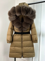 Manteau long pour femme, style européen, hiver 2025, en satin, imperméable, avec col en fourrure de renard, à capuche, coupe ample, nouvelle tendance, blouson