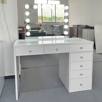 Coiffeuse moderne à ampoule de studio en acier inoxydable avec tiroirs de salon et de chambre à coucher au design intégré Armoire à maquillage