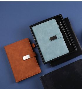 Ensemble cadeau d'entreprise, logo personnalisé, ensemble de fournitures de bureau, couleur unie, carnet en cuir A5 créatif, ensemble stylo - Product Image 1