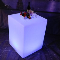 Table carrée lumineuse LED minimaliste moderne à usage commercial, ensemble de cubes, vente directe, best-seller