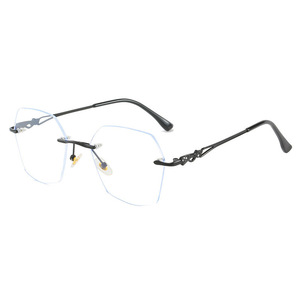 Lunettes sans monture irrégulières Qianai S3-21091, verres anti-lumière bleue, monture PC unisexe, style coréen - Product Image 3