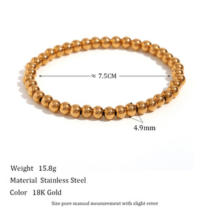 Nouveaux bracelets de mode, bijoux fantaisie, bracelets en argent plaqué or 18 carats, acier inoxydable, bracelets à perles pour femmes - Product Image 5