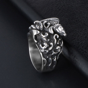 Chinese Style Koi Fish Wave <b>Men</b> Women Unisex <b>Titanium</b> Steel <b>Ring</b> Party Jewelry SA463 - Product Image 4