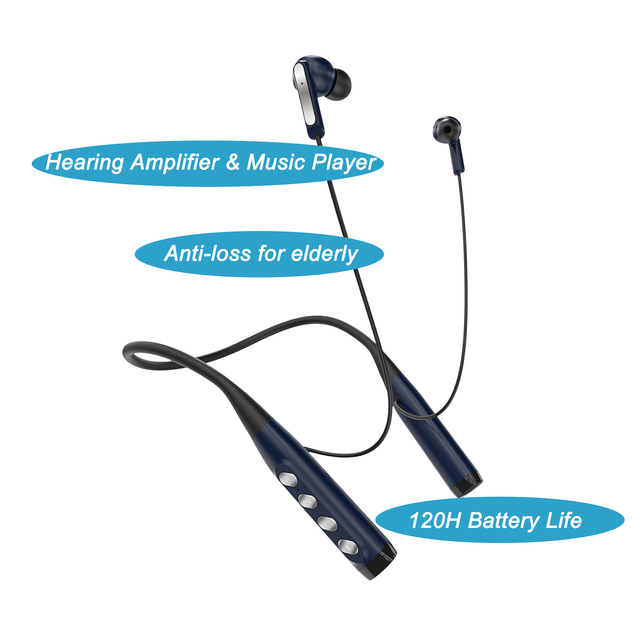 Rechargeable Whistle-Free Neckband Hearing Aids 16-Channel DSP Amplifier Noise Cancelling Music Streaming Super Clear Sound