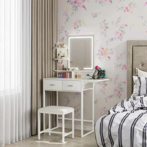 Tocador de dormitorio <span class=keywords><strong>infantil</strong></span> con cajones de almacenamiento Sillas Estantes Tocador de maquillaje pequeño con espejo - Product Image 6