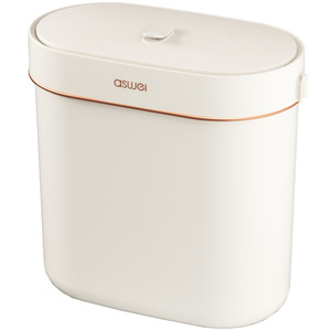 Wall Mounted Trash Can 9L Cylindrical With Lid For Kitchen Toilet Indoor Use Simple White - Product Image 5