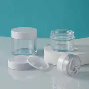 Factory sale PS 5g 15g 30g clear plastic jar powder jar packing skin care cream jar with screw cap