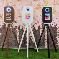 Nouvelle Arrivée - Machine Photobooth Trépied Blanc pour iPad et Appareil Photo Reflex Numérique, Hauteur Réglable avec Lumière RGB, Photobooth Selfie pour Mariages et Événements
