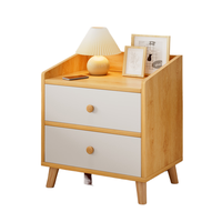 Table de chevet moderne en bois massif avec 2 tiroirs et étagère ouverte pour chambre à coucher, appartement, école, petits espaces - Vente en gros d'usine