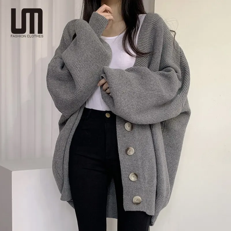 Liu Ming Cheap Wholesale Winter Women Clothing Casual 2023 Fashion Long Sleeve Loose Knitted Oversized Cardigan Sweater Coat