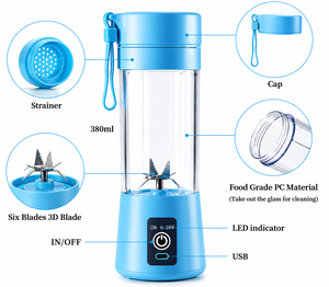 Licuadora y Exprimidor Portátil Eléctrico para Exteriores con USB Tipo-C Recargable, Grado Alimenticio, Capacidad de 380 ml, a Prueba de Fugas, Bajo Ruido - Product Image 5