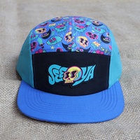 Casquettes de camping pour hommes de haute qualité, personnalisées avec logo en PVC, imprimées de dessins animés, à visière plate, 5 panneaux, style mode, pour l'extérieur