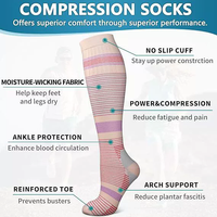 Chaussettes de sport en nylon de haute qualité, personnalisables, à imprimé floral, avec compression antidérapante du mollet