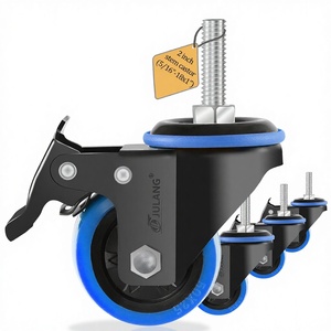 JULANG 2 Zoll 5/16 Zoll Gewindelegierung Stahlrollen-Set, 4 Schwerlast-Stielmontage (263 kg Tragkraft) für Drahtregale - Product Image 1