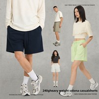 Lente/Zomer Must-Have 240g Sorona Katoenmix Effen Elastische Taille Sportieve Losse Casual Shorts Heren Trendy