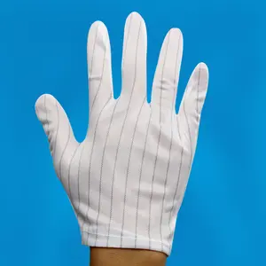 Wholesale Cleanroom ESD Gloves Antistatic Carbon Fiber Conductive Esd Polyester Stripes Gloves