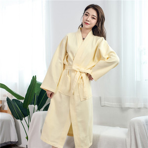 Custom Waffle <strong>Bathrobe</strong> Foreign Trade Thin Hotel Absorbent Quick-drying Polyester Cotton Thickened Long Cotton <strong>Bathrobe</strong> - Product Image 4