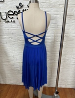Robe de danse lyrique en mousseline fluide pour femmes/enfants, à bretelles spaghetti, col en V, ornée de strass et de paillettes, dos croisé, pour scène