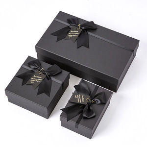 Boîte <span class=keywords><strong>cadeau</strong></span> en vente chaude, boîte à rouge à lèvres créative avec couvercle et base, boîte d'emballage <span class=keywords><strong>cadeau</strong></span> d'<span class=keywords><strong>anniversaire</strong></span> noire vide de grande taille avec nœud - Product Image 1