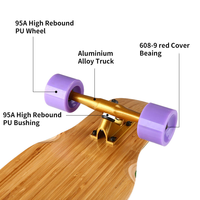 Skateboard bambu Pro papan panjang lengkap untuk anak, papan seluncur elektrik papan panjang kayu Maple lengkap 50 kustom untuk anak 46x9, 5 inci