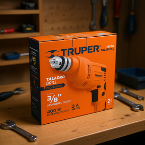 Truper Professionnel 3/8 po Perceuse à percussion 400W à vitesse variable, outil électrique avec mandrin sans clé pour le travail du bois, 220-240V, 1 - Product Image 2