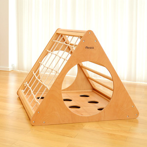 Wooden Triangular Climbing <b>Frame</b> With Slide Solid Wood Indoor Outdoor <b>Play</b> Structure For Kids 2 To 6 Years Old - Product Image 3