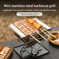 Réchaud à bois portable de petite taille en acier inoxydable, équipement de camping, barbecue au charbon de bois de table