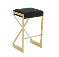 Chaise de comptoir haute de luxe chaise de bar en acier inoxydable doré tabouret de bar en velours pour hôtel maison pub mariage