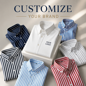 Camicia Elegante da Uomo a Righe <span class=keywords><strong>Professionale</strong></span> per Ufficio, Senza Stiratura, Antipiega, Vestibilità Slim, Personalizzabile con Logo, Fornitura all'Ingrosso OEM - Product Image 1