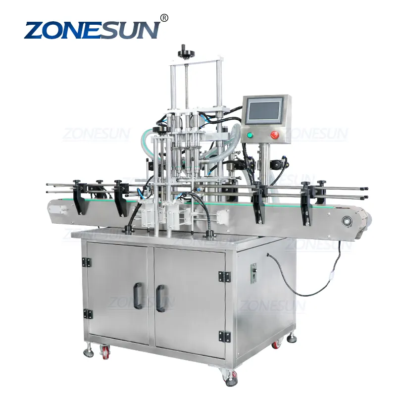 ZONESUN ZS-YT4TZ 4 Heads Piston Pump Skincare Mouthwash Cosmetic Bottle Laundry Liquid Filling Machine Food