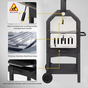 Lò nướng pizza ngoài trời-Lò nướng pizza bằng gỗ cho bên ngoài với đá Pizza, vỏ, vỉ nướng & nhà sản xuất bánh Pizza hoàn hảo - Product Image 5