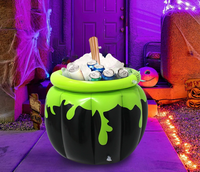Chaudron de sorcière classique avec pot noir et potion verte auto-gonflante pour une décoration de jardin emblématique pour Halloween
