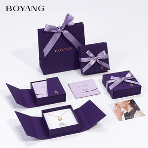 Boyang Tùy Chỉnh Sinh Thái Đôi Mở Cửa Giấy Vòng Cổ Vòng Bông Tai Quà Tặng Bao Bì Hộp Đồ Trang Sức Với Ribbon - Product Image 6