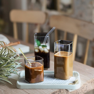 Copos De água Resistentes Ao Calor Xícara De Chá Transparente Caneca De Café Copo De Vidro Quadrado Para Beber Leite Suco De Vinho Sobremesa - Product Image 3