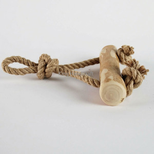 Artisanal Coffee Wood Dog Chew Stick with Braided Hemp <b>Rope</b> Organic Pet Toy for Aggressive Chewers Dental Health Support - Product Image 4