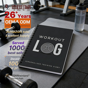 Cuaderno de Fitness Negro Personalizable, Planificador de Tapa Dura con Objetivos de Entrenamiento, <span class=keywords><strong>Diario</strong></span> Semanal A6, <span class=keywords><strong>Diario</strong></span> Espiral, MOQ Flexible - Product Image 1