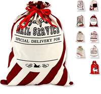 Sac de Noël personnalisé en coton 100% avec motif, grand sac de Noël pour décorations, sacs cadeaux de Noël du Père Noël, sac à cordon