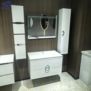 White bathroom vanity smart mirror double-<b>sided</b> vertical cabinet hanging cabinet - Product Image 1