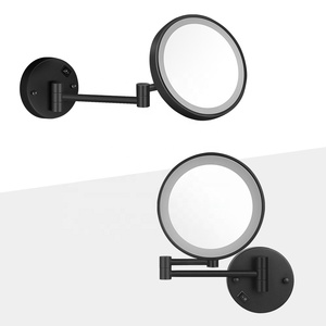 Hotel inodoro baño dos lados balancín extender mate negro redondo LED <span class=keywords><strong>espejo</strong></span> de pared - Product Image 6